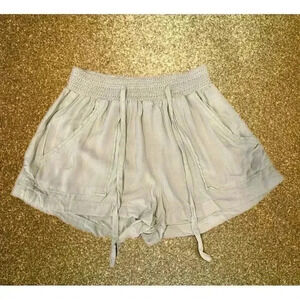 Cisono Beige Elastic Waist Lightweight Tie Front Shorts Womens XL (0164)